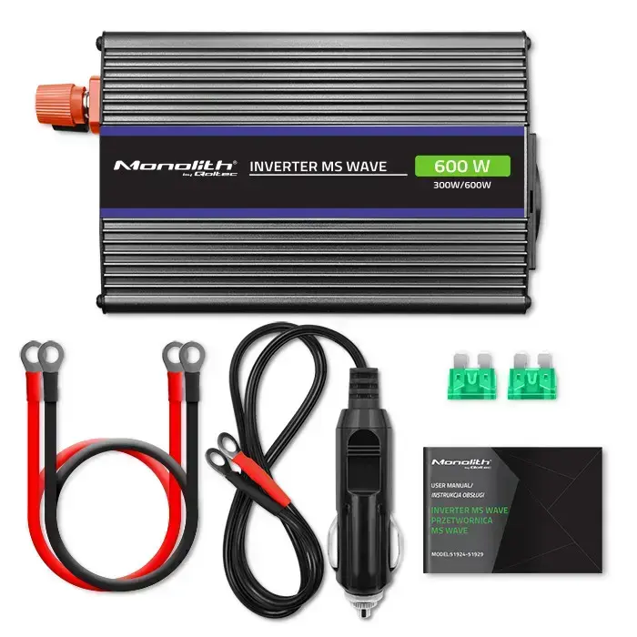 Qoltec Monolith voltage converter 600 MS Wave | 12V to 230V | 300/600W| USB Foto 7