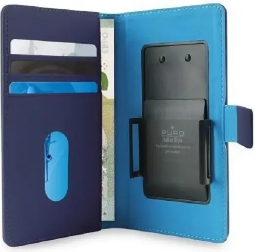 PURO Smart Wallet XL etui uniwersalne niebieskie|blue 5.1" z uchwytem foto oraz kieszeniami na karty i pieniądze UNIWALLET3BLUEXL Foto 2