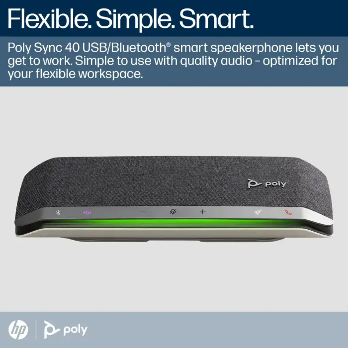 HP Poly Sync 40+ Microsoft Teams Certified USB-A USB-C Speakerphone +BT700 USB-A Adapter