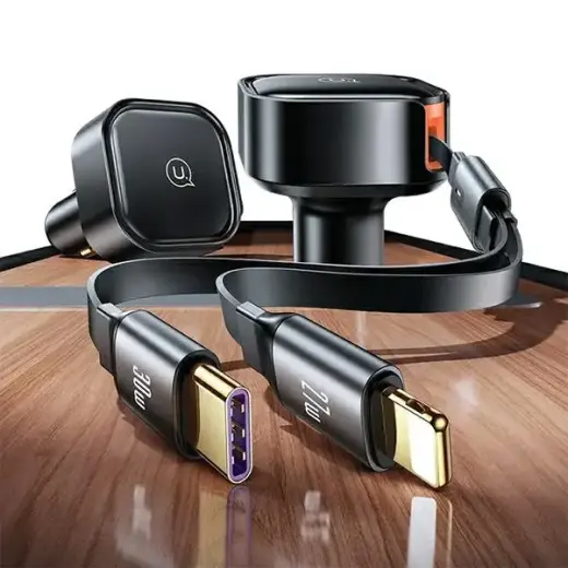 Зарядка для автомобиля USAMS C41 CC220 | 30W | PD | USB-C | с USB-C кабелем в комплекте | черный Фото num