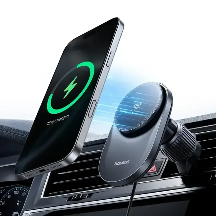 Baseus PrimeTrip VC2 Pro magnētisks auto telefona turētājs ar 25W bezvadu uzlādi saderīgs ar MagSafe melns