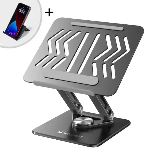 Wozinsky WRS-CPY84SB 360 Aluminum Laptop and Tablet Stand + Free Smartphone Stand - Black Photo