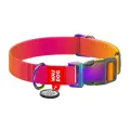 Waudog gradient nylon dog collar with QR code, orange , size L Фото num
