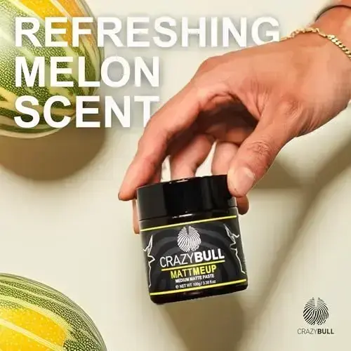 Crazy Bull Hair MattMeUp Medium Matte Paste - Water-Based Hair Styling Products, Vegan Styling Cream, Volumizing Hair Products - Melon Scent - 3.38 Oz Foto 8