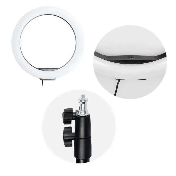 LED Ring Stream RGB lamp 12" FULL COLOR with holder for mobile + tripod black Foto 7