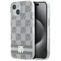 DKNY IML Checkered Mono Pattern & Printed Stripes MagSafe case for iPhone 15 | 14 | 13 - beige — Фото 1