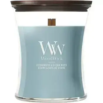 WoodWick Cedarwood & Ocean Moss Váza ( cedrové dřevo a mořský mech ) - Vonná svíčka 275.0g