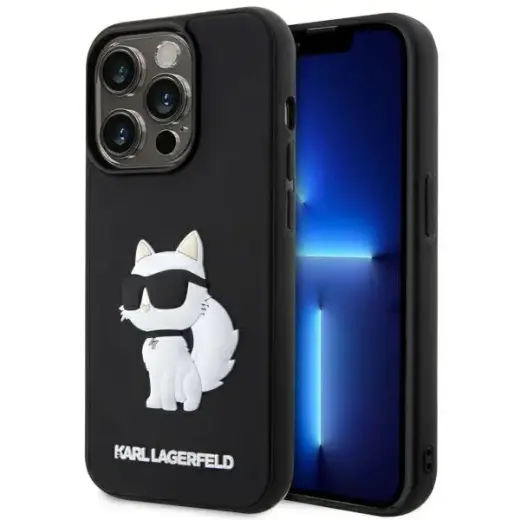 Karl Lagerfeld KLHCP14X3DRKHNK Rubber Choupette 3D phone case for iPhone 14 Pro Max black