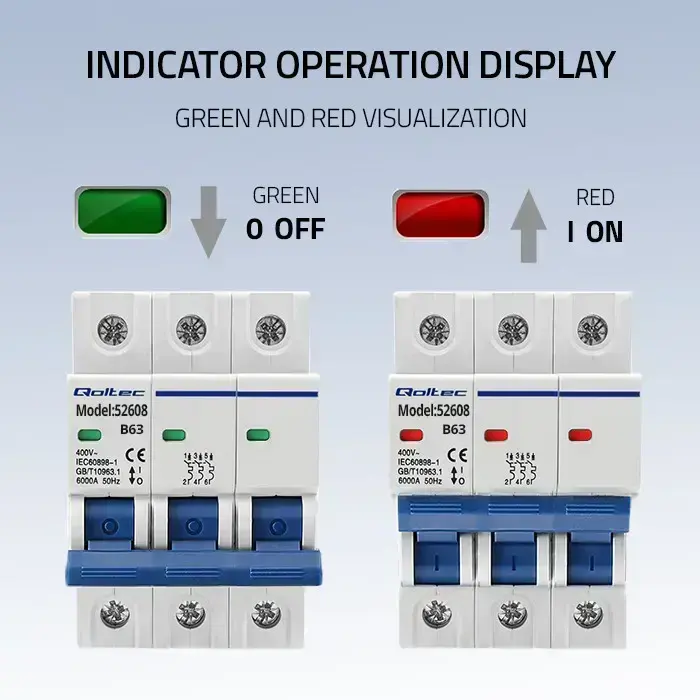 Qoltec Overcurrent Circuit Breaker B63| Fuse | AC | 63A | 3P Фото num