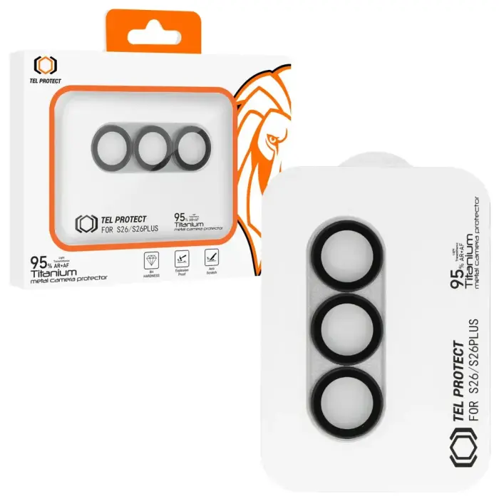 Tel Protect 95% AR+AF Full Metal kameras aizsargstikls telefonam Samsung Galaxy S26 (S942) | Galaxy S26+ (S947) sudraba krāsā