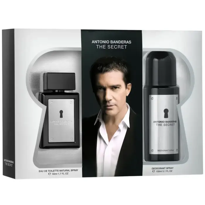 Set Antonio Banderas: The Secret, Eau De Toilette, For Men, 50 ml + The Secret, Anti-Perspirant, Deodorant Spray, For Men, 150 ml