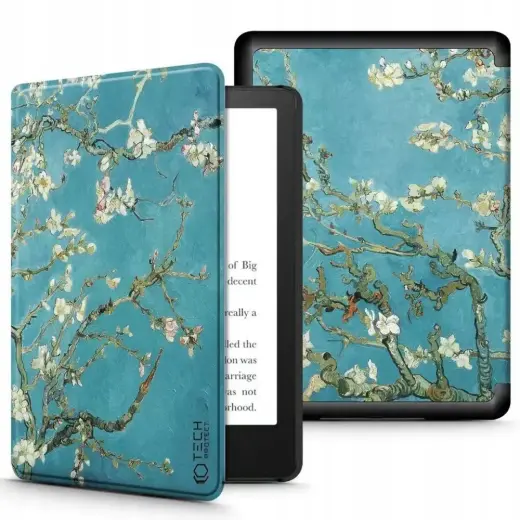 Tech-Protect SmartCase case for Kindle Paperwhite V | 5 | Signature Edition - blue with sakura flowers Фото num