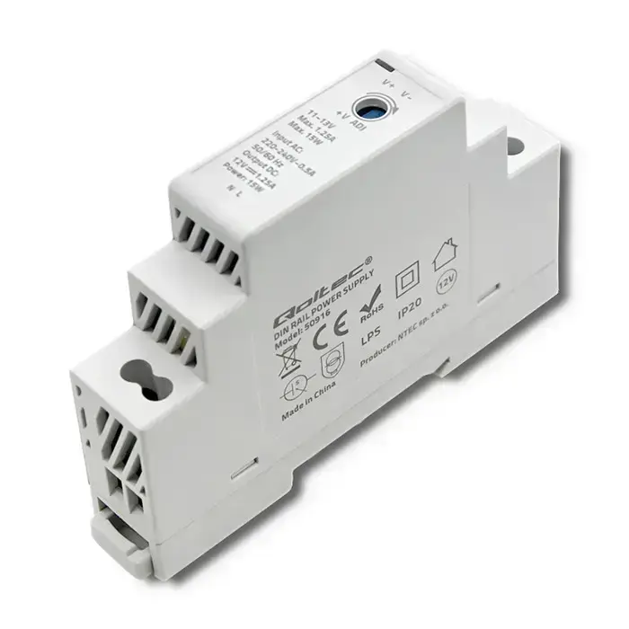 Qoltec DIN rail power supply | 15W | 12V | 1.25A | Gray Фото num