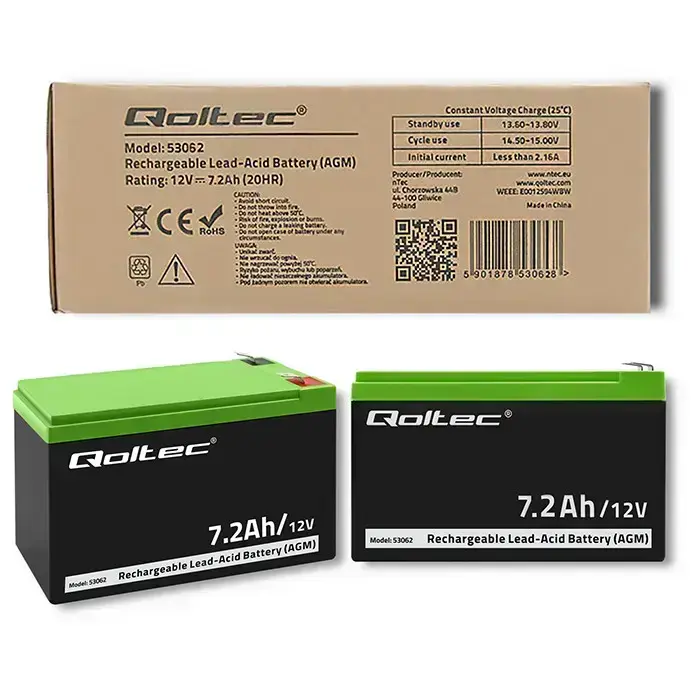 Qoltec AGM battery | 12V | 7.2 Ah | Maintenance-free | Efficient| LongLife | for UPS, security Foto 7