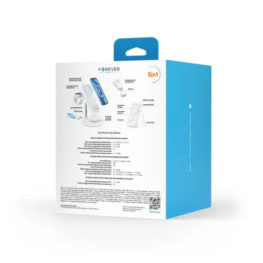 Forever MACS-100 magnetic wireless charging station with power bank white 5in1 Фото num