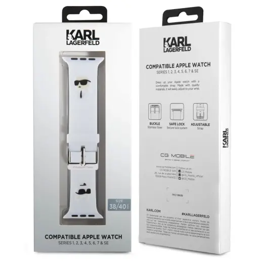 Karl Lagerfeld Karl and Choupette Head NFT Watch Strap for Apple Watch 38|40|41 White (Damaged Package) Foto 3
