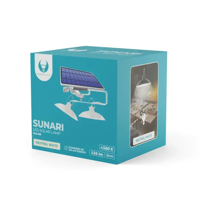 Forever Light Solar LED Double Lamp SUNARI FLS-80 6W 520lm 4500K 5500mAh Li-Ion Photo
