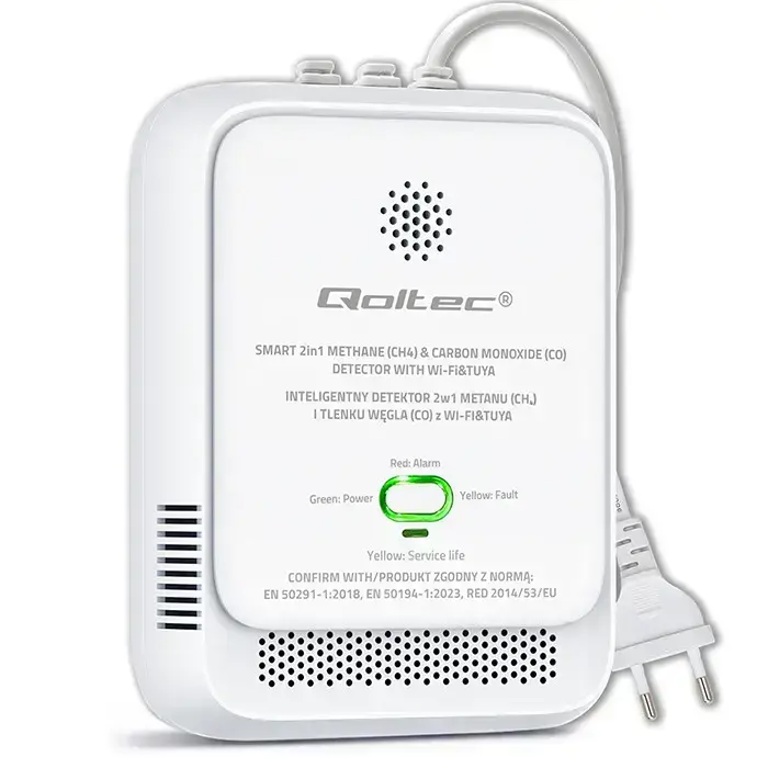 Qoltec Certified natural gas and carbon monoxide (CO) leak detector | CH4 | CO | NG | Tuya | Wi-Fi | 85dB alarm | LED Foto 11