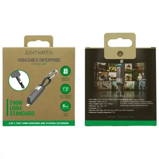 Cable 4smarts Enterprise Storage USB4 240W 6cm graphite Foto 4