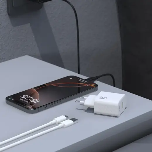 Dudao A27STEU 25W GaN USB-A Wall Charger with USB-A - USB-C Cable - Black Foto 3