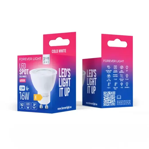 Forever Light LED Bulb GU10 38° 1.5W 142lm 6000K class E Foto 3