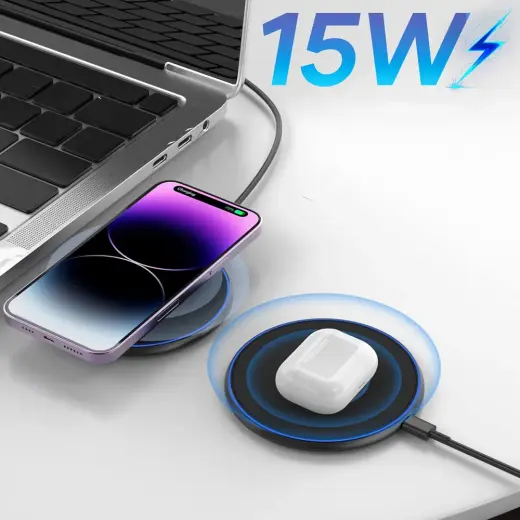Wozinsky WLI-01Y 15W Qi Inductive Charger with USB-C Cable - Black Foto 11