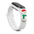 Strap Xmas for Xiaomi Mi Band 3 / 4 Christmas Silicone Strap Bracelet with Snowman - White Foto 1