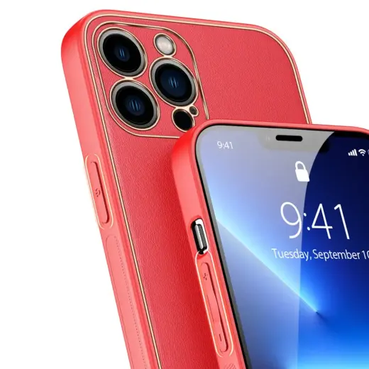 Dux Ducis Yolo elegant case made of soft TPU and PU leather for iPhone 13 Pro red Foto 22