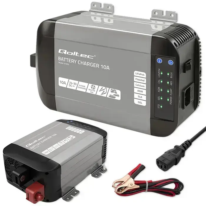 Qoltec Smart Monolith charger for LiFePO4 AGM GEL SLA batteries | 10A | 24V Foto 13