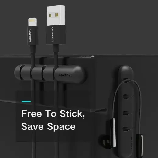 Ugreen 2x self-adhesive 4 cables organizer black (30762) Photo