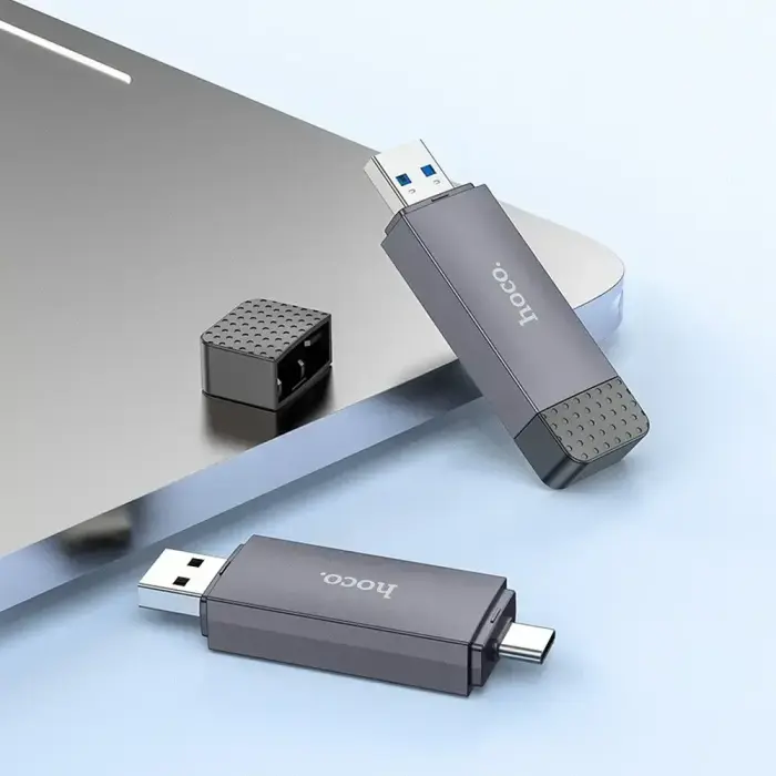 Card reader SD / TF Hoco USB A / USB C 2.0 metal gray Foto 11