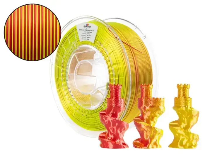 Filaments PLA Magic silk SOLAR FLARE (dzeltens, sarkans) 1kg Spectrum