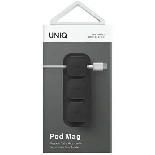 UNIQ Pod Mag magnetyczny organizer do kabli + baza ciemnoszary|charcoal dark grey Photo