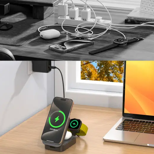 Dudao A11 Max 15W 3-in-1 Inductive Charging Station Compatible with MagSafe - Gray Foto 8