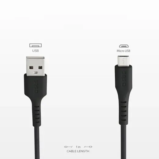  datu pārraides un uzlādes vads | USB-A uz Micro USB | melns Foto 5