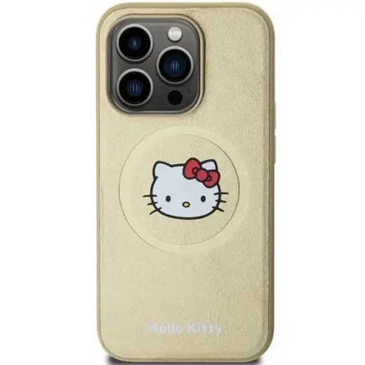 Hello Kitty Leather Kitty Head MagSafe case for iPhone 15 Pro - gold Фото num