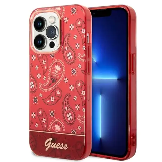 Guess GUHCP14LHGBNHR iPhone 14 Pro 6,1"  czerwony|red hardcase Bandana Paisley Photo