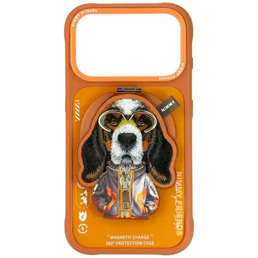 Etui Nimmy Cool&Cute 2.0 Dog do iPhone    17 Pro z magnetyczną zawieszką pomarańczowy