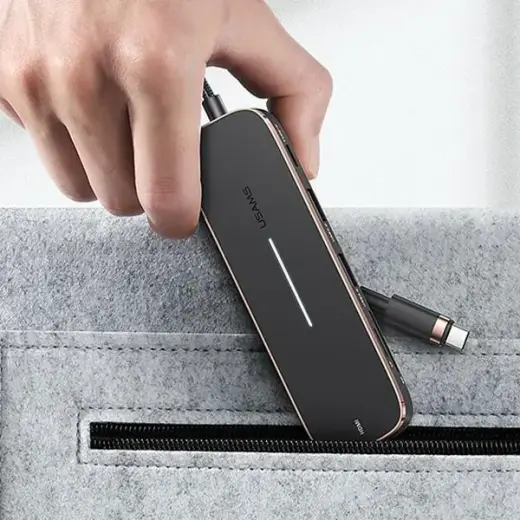 USAMS Adapter HUB 2xUSB + USB-C + HDMI + Micro SD+SD czarny|black SJ575HUB01 (US-SJ575) Фото num