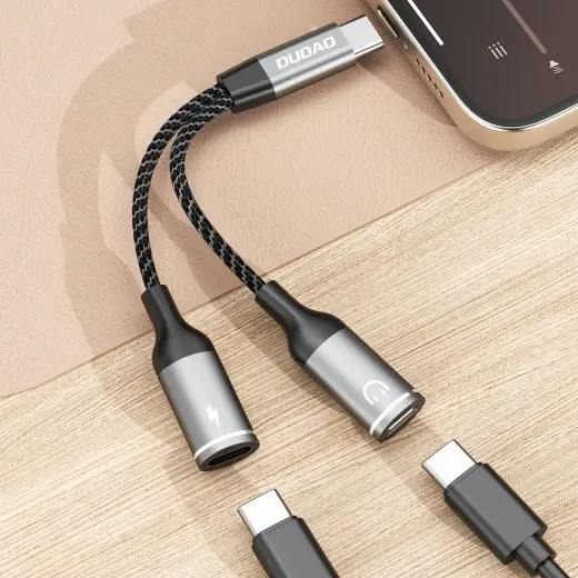 Dudao L13C+ 2in1 USB-C Adapter - Gray Фото num