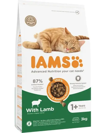 Sausā barība kaķiem - IAMS CAT ADULT LAMB, 3 kg