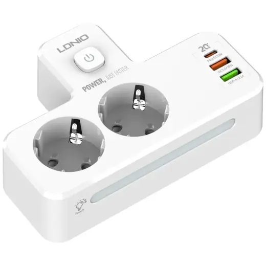 Listwa zasilająca Beline                  z podświetleniem LED 2xUSB-A|USB-C|2xAC biały Photo