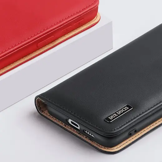 Dux Ducis Hivo Leather Flip Cover Genuine Leather Wallet For Cards And Documents Samsung Galaxy S22 + (S22 Plus) Red Photo