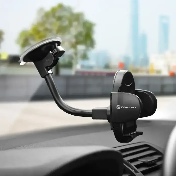 Car phone holder Forcell F-Grip Oval 17 cm windshield / dashboard / air vent black Photo