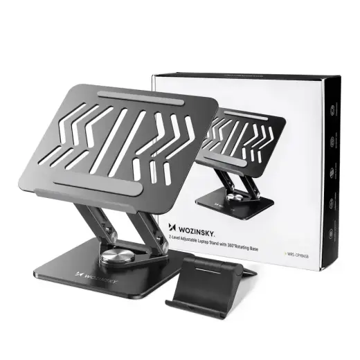 Wozinsky WRS-CPY84SB 360 Aluminum Laptop and Tablet Stand + Free Smartphone Stand - Black Photo