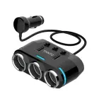Car Cigarette Lighter Socket Splitter B39 Type C - 3 sockets + 2xUSB - 2,1A 100W with display and cable Foto 2