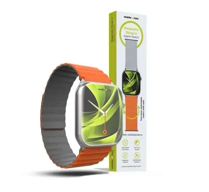 Mobile Origin Magnetic Watch Strap II, orange/grey - Apple Watch 49mm/46mm/45mm/44mm