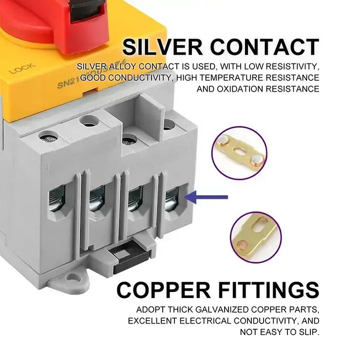 Qoltec DC isolator with locking function | Main switch | 1200V | 32A | 8kV | 4P Foto 3