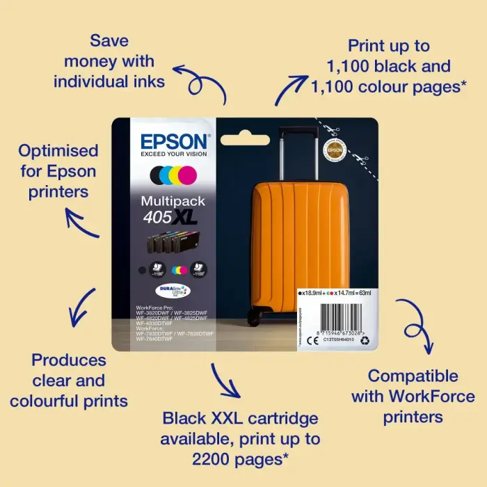 Epson Singlepack Yellow 405 DURABrite Ultra Ink