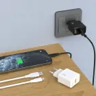 Dudao A23LEU 2.4A GaN EU USB-A Wall Charger with USB-A to Lightning Cable - Black Photo